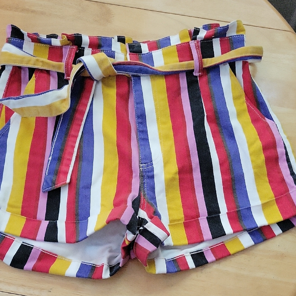 Express High Waist Red and Yellow Shorts